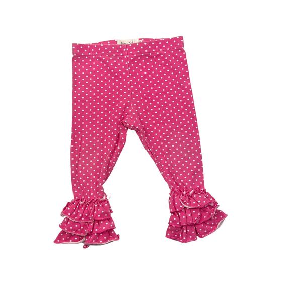 Bitty Blue Pink Polka Dot Ruffle Leggings - Picture 1 of 5